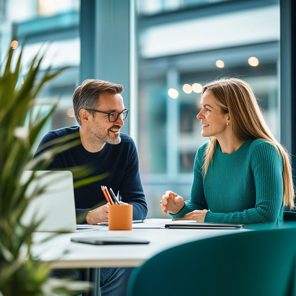 Einzelcoaching-Sitzung mit Gefühlskarten – Therapeutin und Klient im modernen Büro