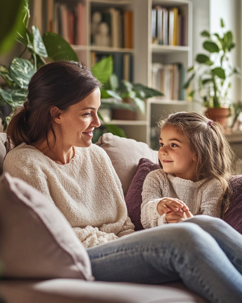 Eltern und Kind entdecken gemeinsam Gefühlskarten – Emotionserkennung in der Familie