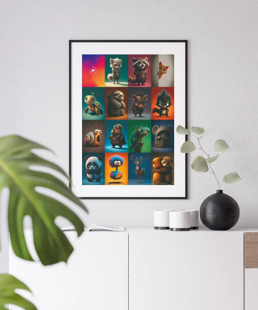 Gefühlstiere® Poster DIN A1 – an heller Wand hängend