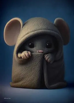 Eine Maus schaut unter einer Decke hervor.