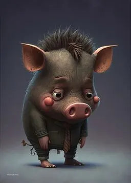 Ein Wildschwein mit roten Wangen.