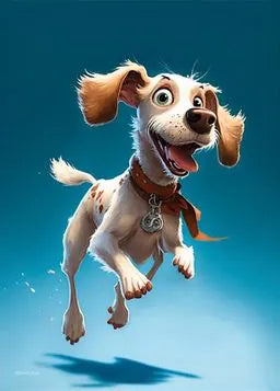 Ein Hund springt in die Luft.