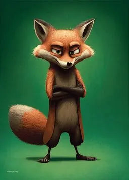 Ein Fuchs verschränkt die Arme.
