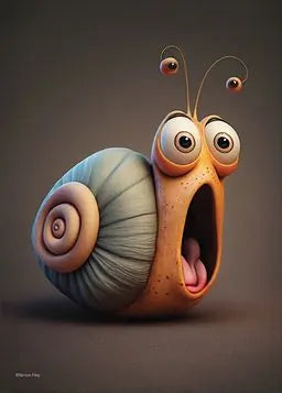 Eine Schnecke mit offenem Mund.